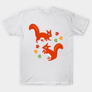 Red Squirrels and Acorns T-Shirt